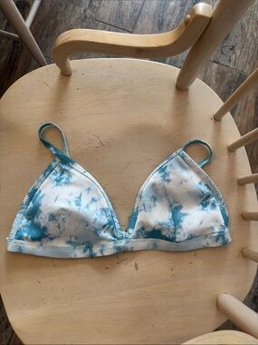 Blue Tie-Dye Ribbed Triangle Bralette